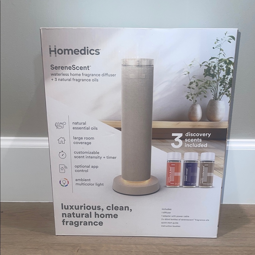 ❤️NEW!!!❤️ HoMedics SereneScent Waterless Fragrance Diffuser w 3 free diffusers.